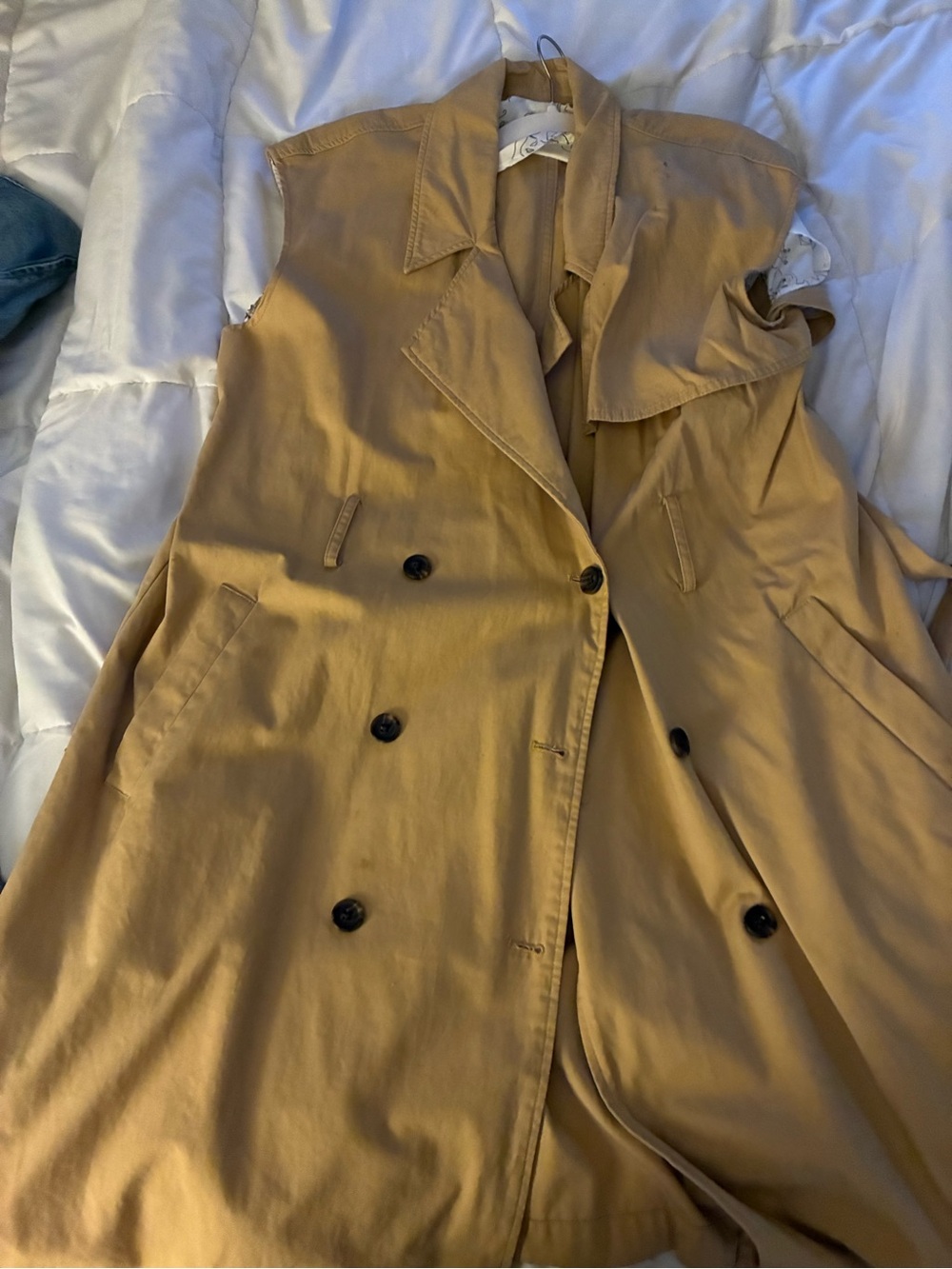 a new day Tan Sleeveless Trench Coat